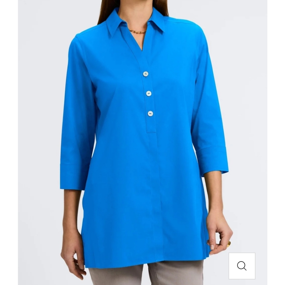 FOXCROFT Pamela No Iron Stretch 3/4 Sleeve Tunic